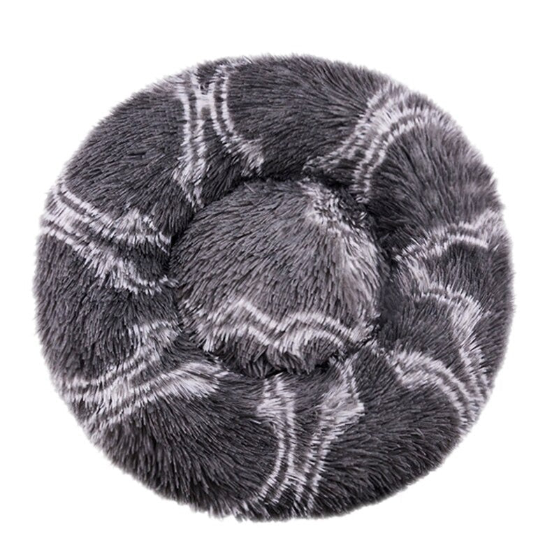 Barkermeow Rundes Plüsch-Donut-Katzen- und Hundebett