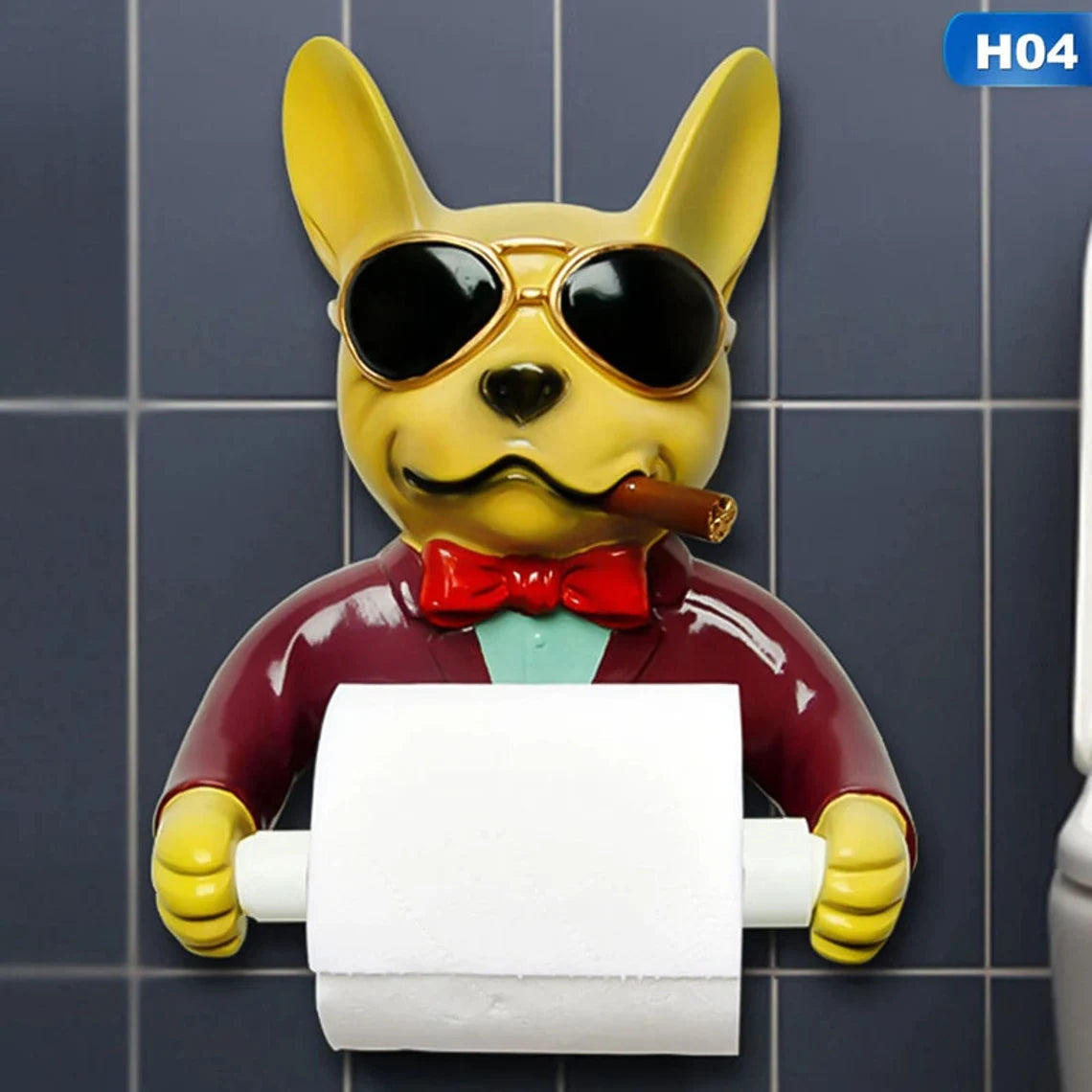 Handmade Dog Toilet Paper Holder Decor