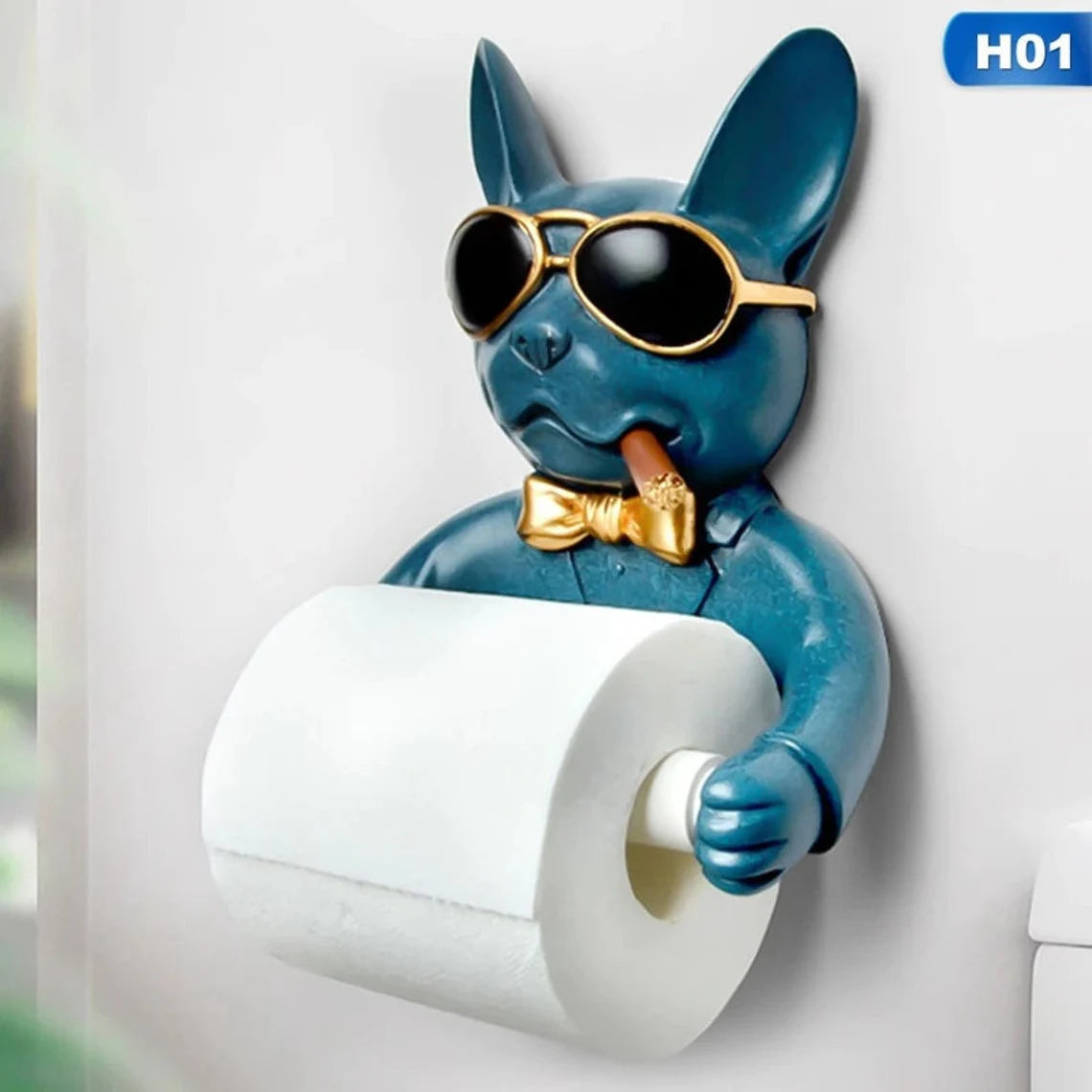 Handgemachter Toilettenpapierhalter mit Hund als Deko