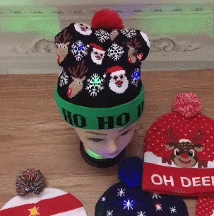 クリスマス LED ビーニー ニット帽