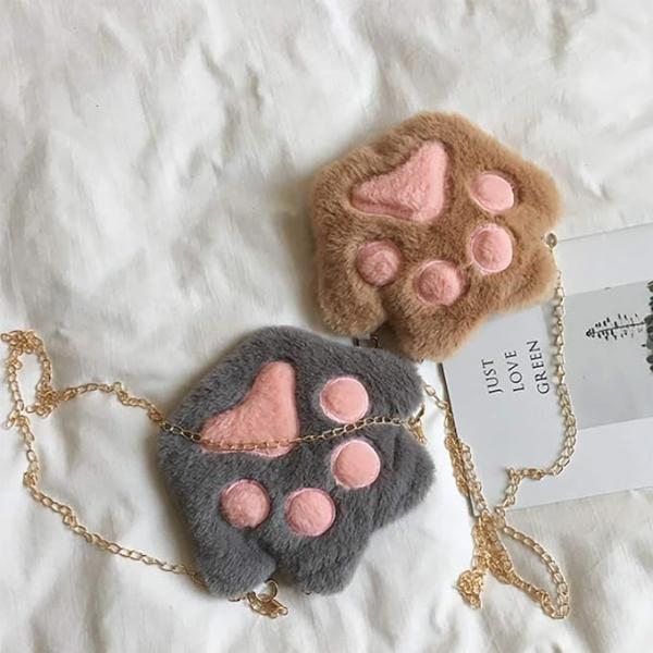 Cute Cat Paw Plush bag