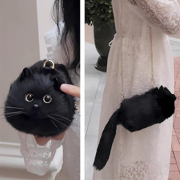 LUXURIOUS PLUSH CAT KITTEN SHOULDER HAND BAG