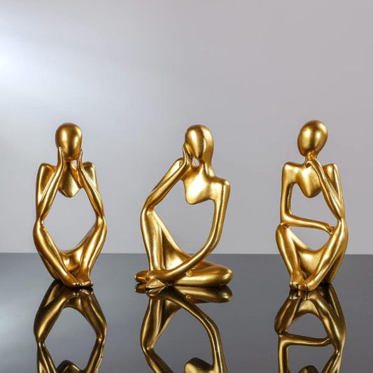 Nordische abstrakte Kunst-Denkerstatue &amp; Schweigen ist Gold-Denkerstatue