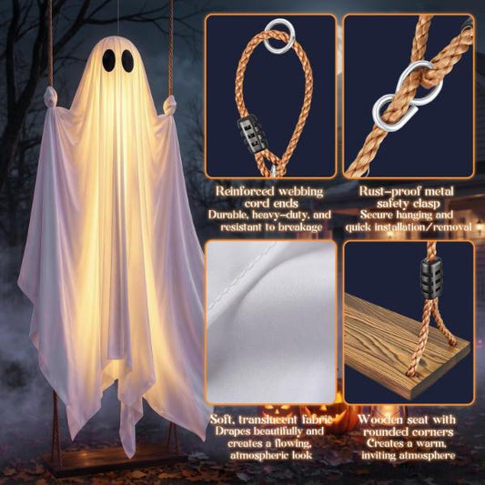 Lighted Swinging Ghost Halloween Decoration