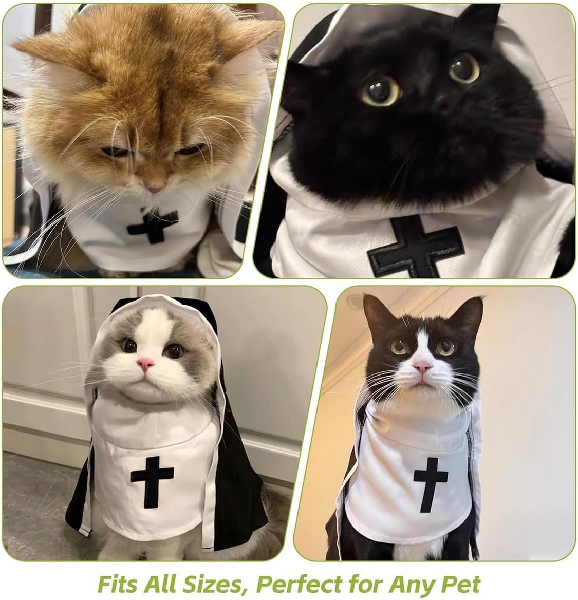 Funny Cat Nun Halloween Costume – Pet Cosplay Outfit for Cats & Dogs