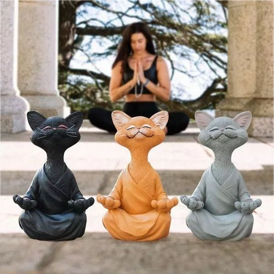 Wunderliche Buddha-Yoga-Katzenfigur
