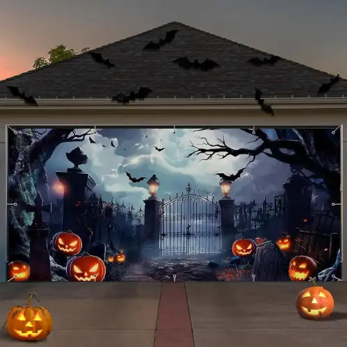 ハロウィンのガレージドアデコレーション