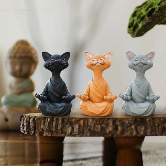 Wunderliche Buddha-Yoga-Katzenfigur