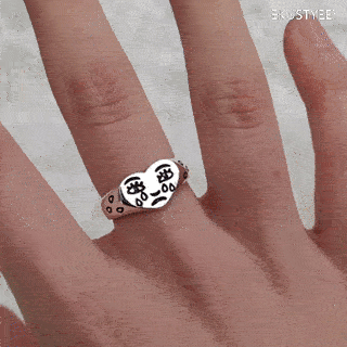 Dianty Damen-Ring mit weinendem Gesicht und stapelbarem Gesichtsring