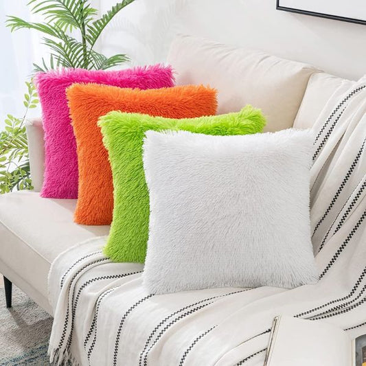 SOFA-LICIOUS Premium Luxury Fluffy Faux Fur Throw Pillow Covers