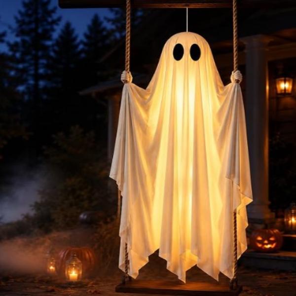 Lighted Swinging Ghost Halloween Decoration
