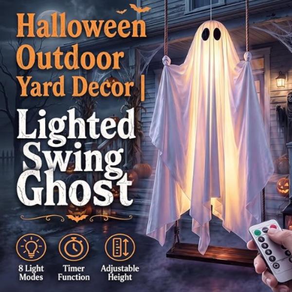 Lighted Swinging Ghost Halloween Decoration