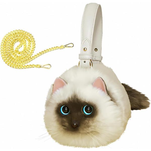 Siamese cat shaped handbag, 3D cat purse, kitty purse and unique gift for cat lover woman