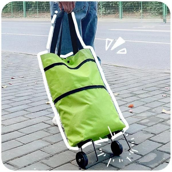 4-Wheel Folding Shopping Cart With Plaid Design - Aluminum Frame, Adjustable Handle, Black