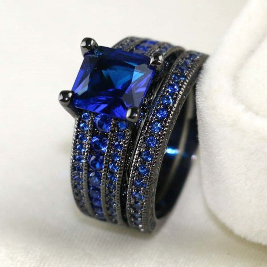 Liebe Blau Strass Paar Ring 