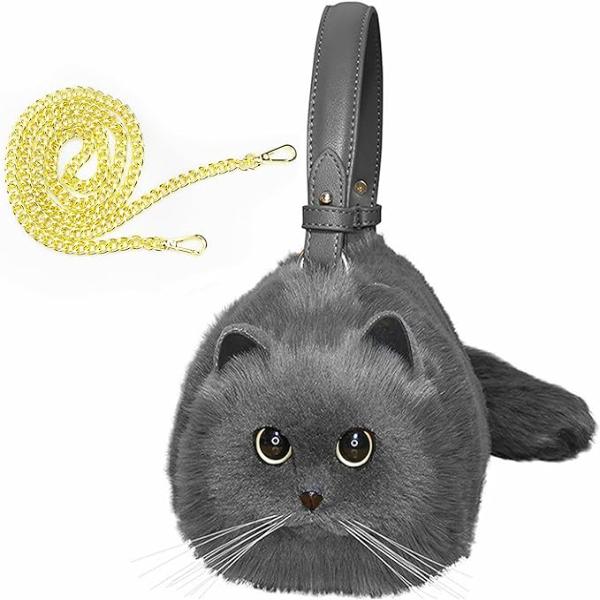 black cat shaped handbag, 3D cat purse, kitty purse and unique gift for cat lover woman