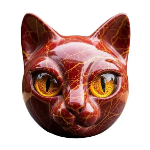 Black Cat Sculpture with Amber Eyes