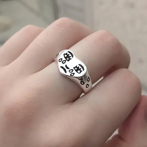 Dianty Damen-Ring mit weinendem Gesicht und stapelbarem Gesichtsring