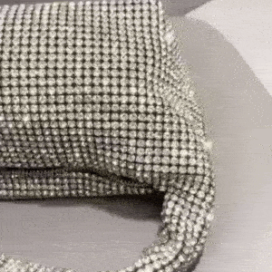 Rhinestone Knotted Handle Women Clutch Handbag