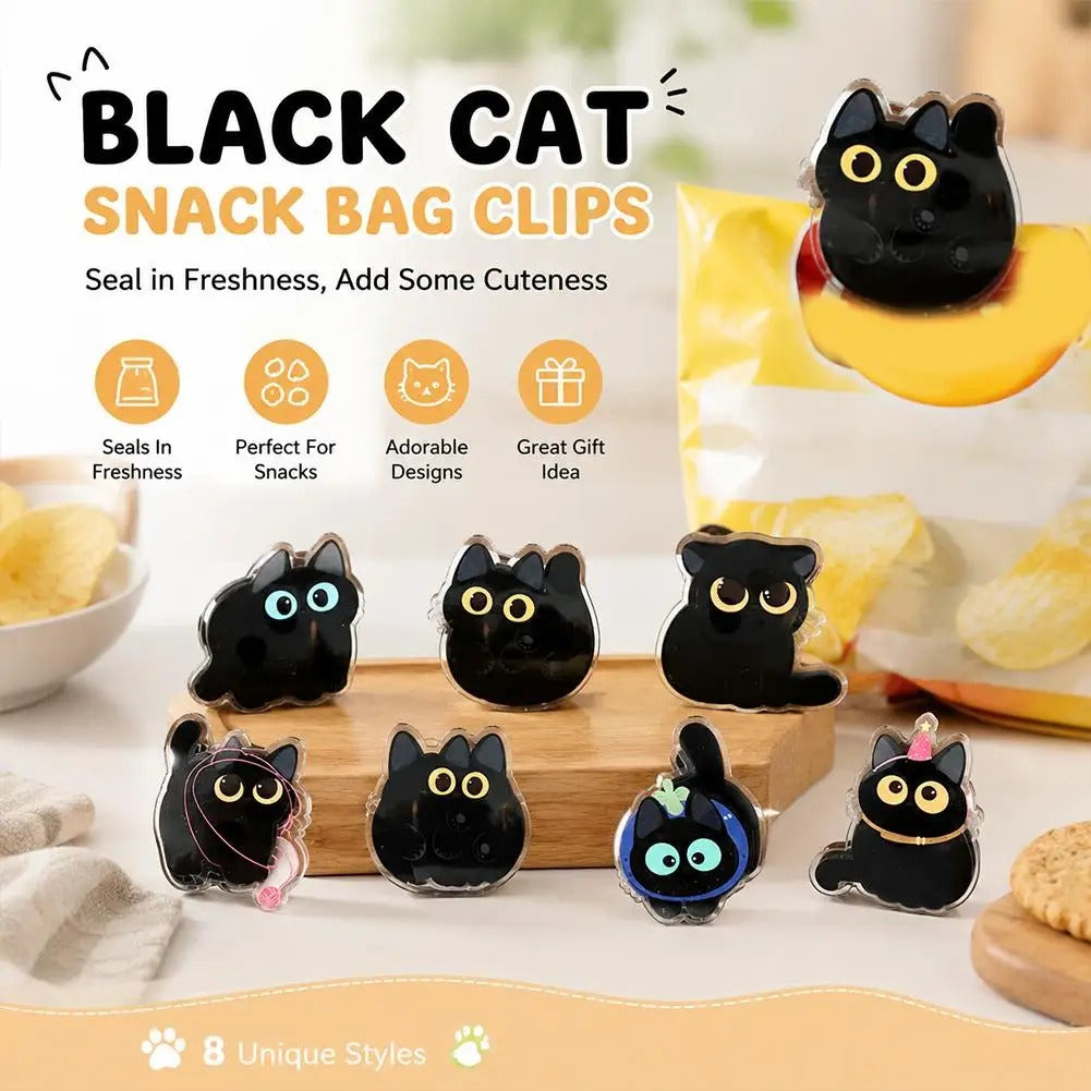 Black Cat Acrylic Bag Clips