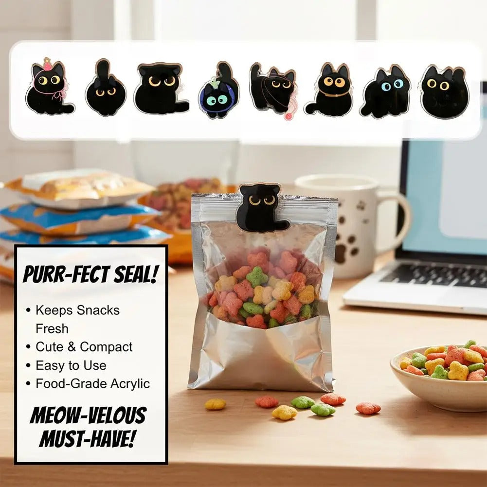 Black Cat Acrylic Bag Clips