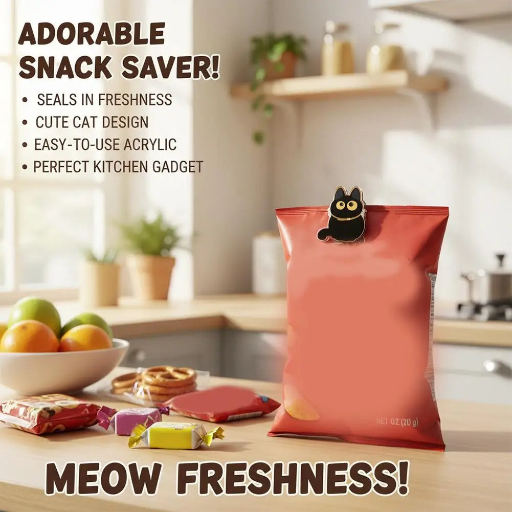 Black Cat Acrylic Bag Clips