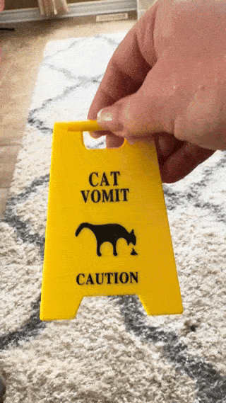 Funny Cat Dog Vomit Caution Sign