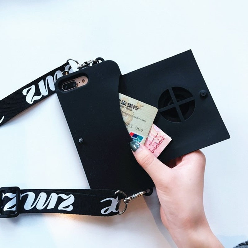 3D Retro Camera Wallet Card Phone Case - Dealbagco