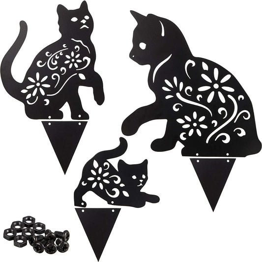 Schwarze Katze, dekorative Metallstatuen für den Garten 