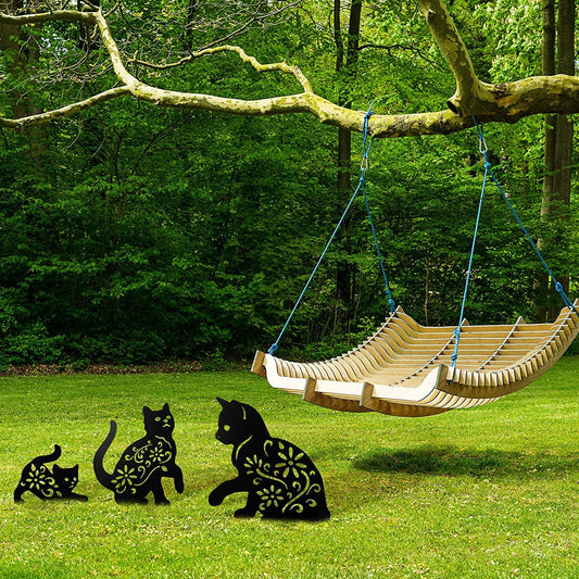 Schwarze Katze, dekorative Metallstatuen für den Garten 