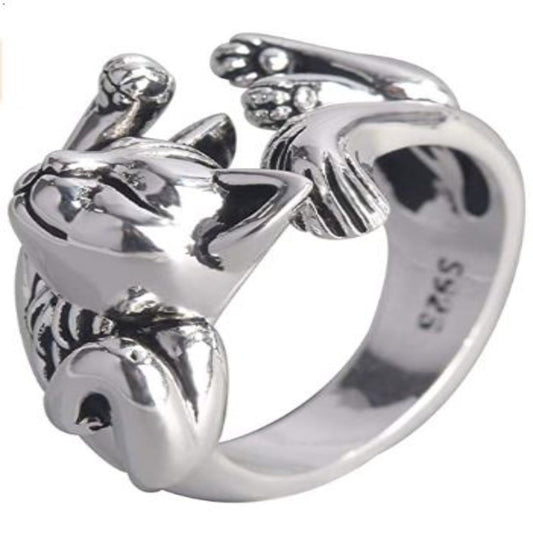 Ring mit Glückskatze, Smiley-Katze und Umarm-Katze