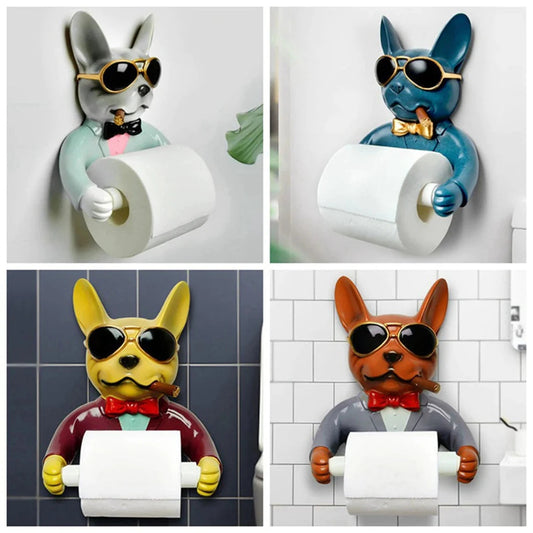 手作りの犬のトイレットペーパーホルダーの装飾