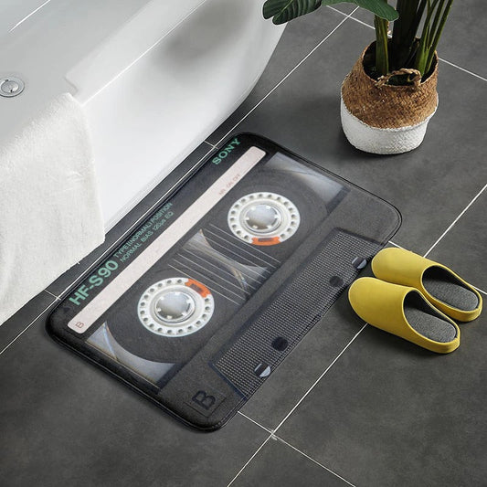Anti-Rutsch-Fußmatte im Retro-Kassetten-Design 